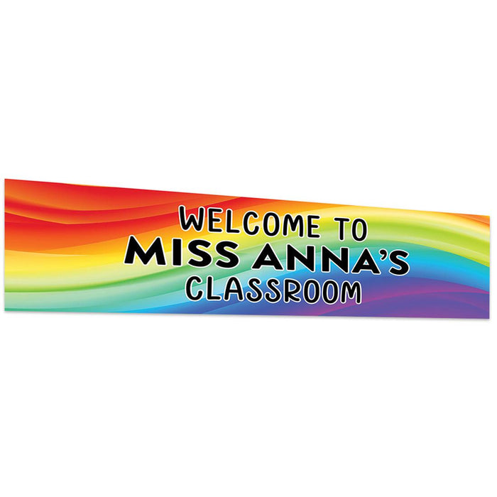 Horizontal Large Custom Classroom Welcome Banner Sign for Teachers, Set of 1-Set of 1-Andaz Press-Rainbow Swirls-