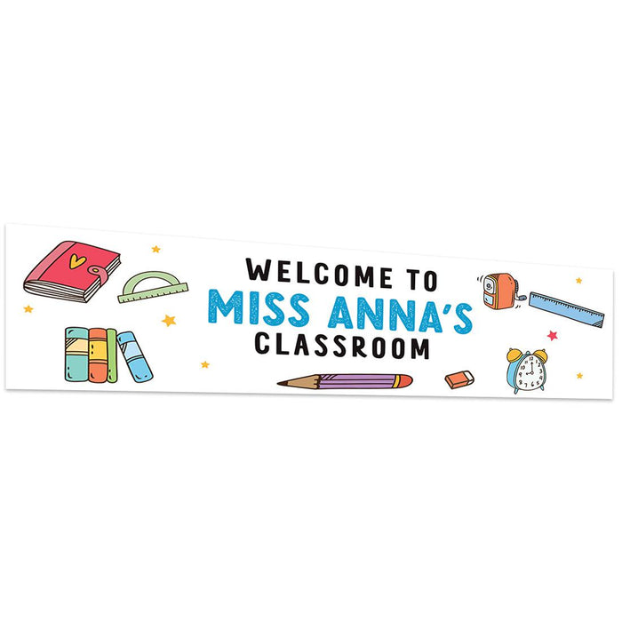 Horizontal Large Custom Classroom Welcome Banner Sign for Teachers, Set of 1-Set of 1-Andaz Press-School Supplies-