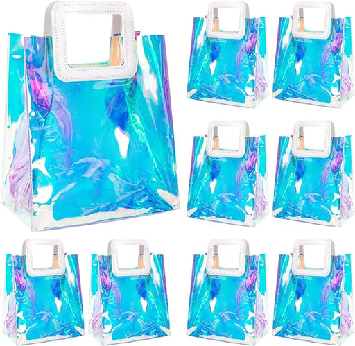 Iridescent Vinyl Holographic Tote Bags Party Favors, Set of 8-Set of 8-Andaz Press-