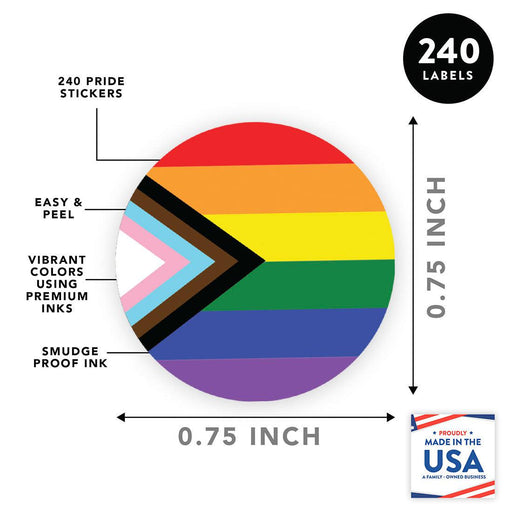 LGBTQ Pride Party Favors, Bulk Chocolate Drop Labels, Set of 240-Set of 240-Andaz Press-Progress, Love Is Love, & Ally Pride Flag-