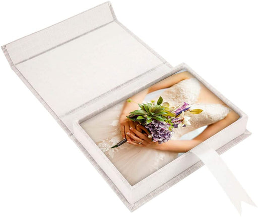 Linen Photo Box 4 x 6-Inch Keepsake Box-Set of 1-Koyal Wholesale-Ivory-