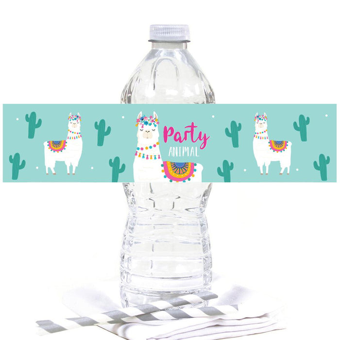 Llama and Cactus Baby Shower Party Water Bottle Labels-Set of 20-Andaz Press-Party-