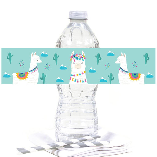 Llama and Cactus Baby Shower Party Water Bottle Labels-Set of 20-Andaz Press-Llama-