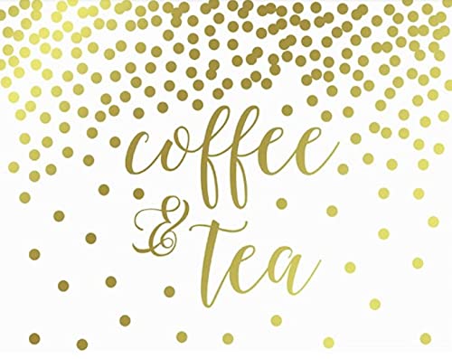 Metallic Gold Confetti Polka Dots Wedding Party Signs-Set of 1-Andaz Press-Tea & Coffee Reception-