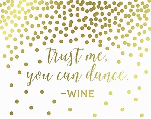 Metallic Gold Confetti Polka Dots Wedding Party Signs-Set of 1-Andaz Press-Trust Me You Can Dance - Wine-