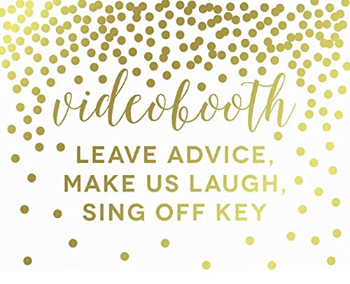 Metallic Gold Confetti Polka Dots Wedding Party Signs-Set of 1-Andaz Press-Videobooth Sign Share a Story Leave Advice Make Us Laugh Sing Off Key-