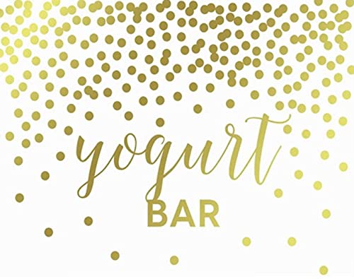 Metallic Gold Confetti Polka Dots Wedding Party Signs-Set of 1-Andaz Press-Yogurt Bar Reception-