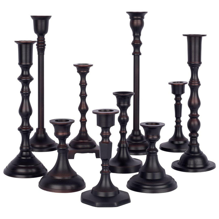 Mixed Taper Candle Holder Set, Set of 10-Set of 10-Koyal Wholesale-Bronze-