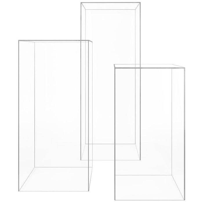 Modern Acrylic Pedestal, Set of 3-Set of 3-Koyal Wholesale-Clear-