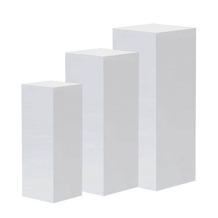 Modern Acrylic Pedestal, Set of 3-Set of 3-Koyal Wholesale-White-