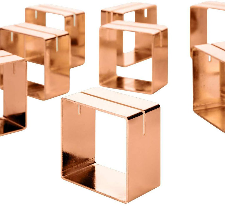 Modern Metal Napkin Ring Cube Place Card Holder Set, Set of 12-Set of 12-Koyal Wholesale-Gold-
