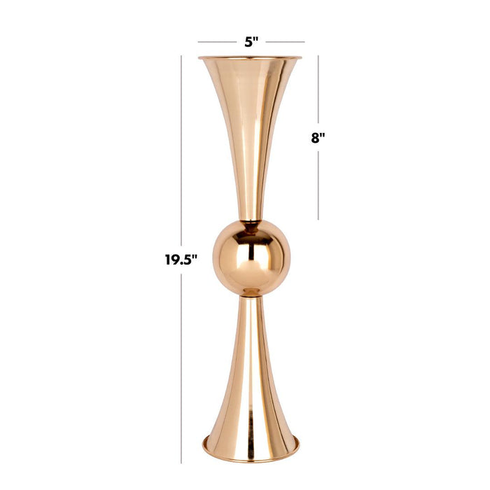 Modern Metal Trumpet Vases for Centerpieces,Set of 10-Set of 10-Koyal Wholesale-Metallic Copper-