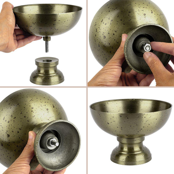 Modern Minimalist Round Pedestal Bowl Metal Compote Bowl Vase for Table Centerpiece-Set of 1-Koyal Wholesale-Bronze-8" x 5.5"-