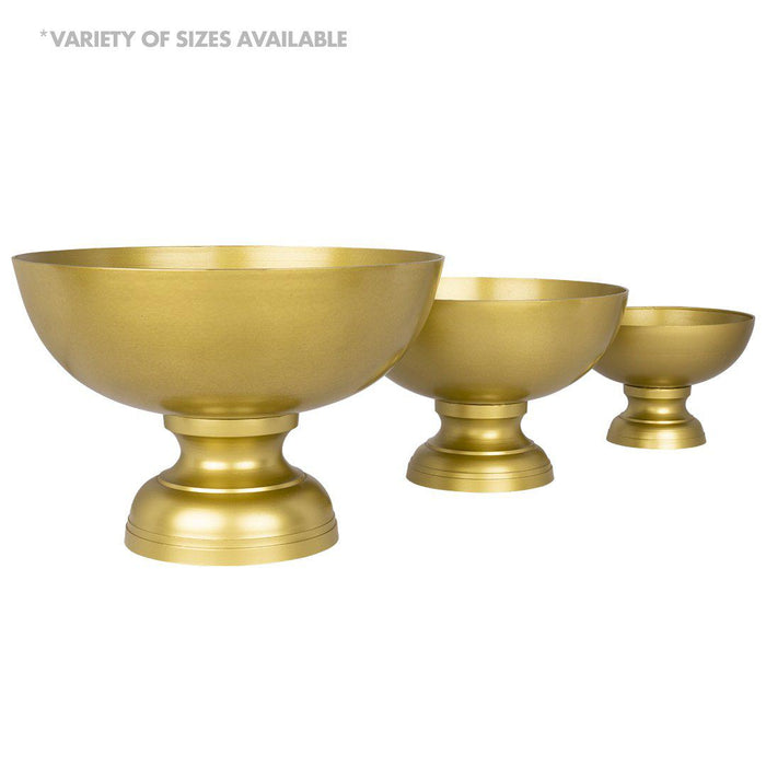 Modern Minimalist Round Pedestal Bowl Metal Compote Bowl Vase for Table Centerpiece-Set of 1-Koyal Wholesale-Bronze-8" x 5.5"-