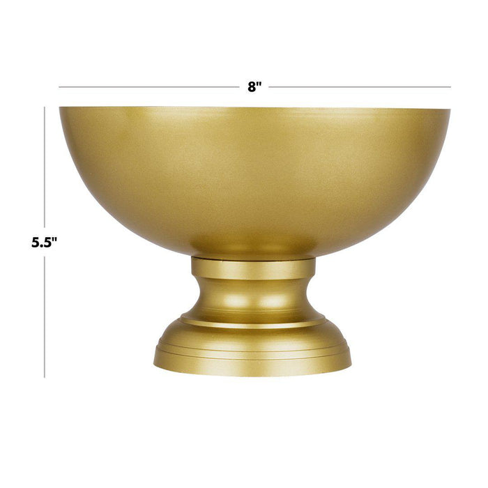 Modern Minimalist Round Pedestal Bowl Metal Compote Bowl Vase for Table Centerpiece-Set of 1-Koyal Wholesale-Bronze-8" x 5.5"-