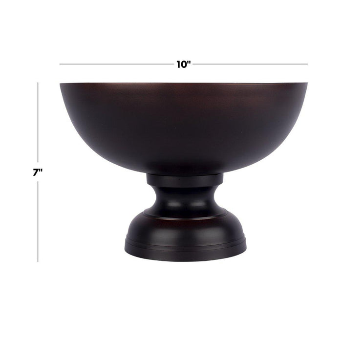 Modern Minimalist Round Pedestal Bowl Metal Compote Bowl Vase for Table Centerpiece-Set of 1-Koyal Wholesale-Bronze-8" x 5.5"-