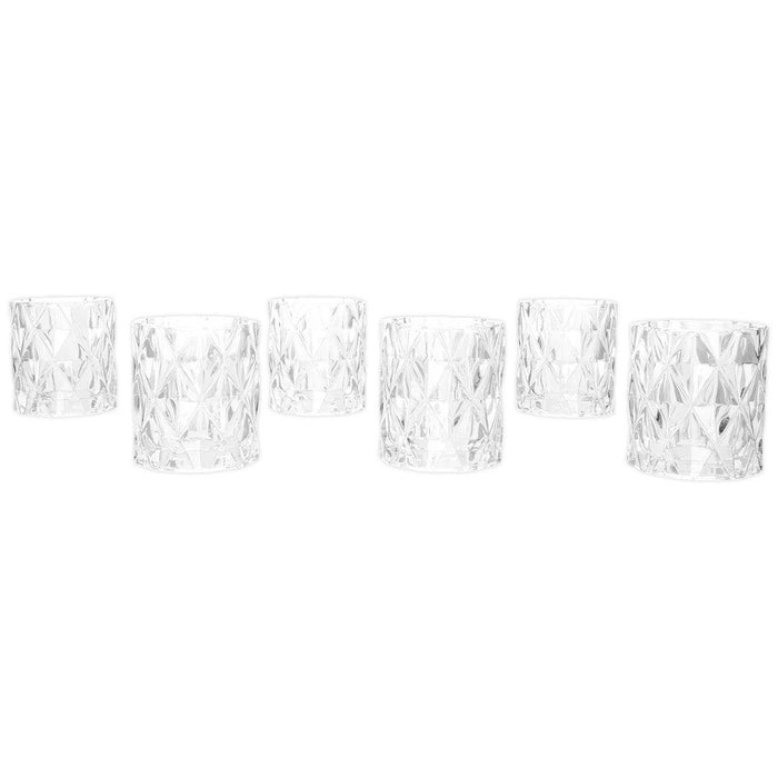 Modern Multifaceted Glass Candle Holders, Set of 6-Set of 6-Koyal Wholesale-Clear-