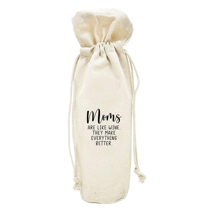 Mother's Day Canvas Wine Bag-Set of 1-Andaz Press-Moms Are Like Wine. They Make Everything Better.-