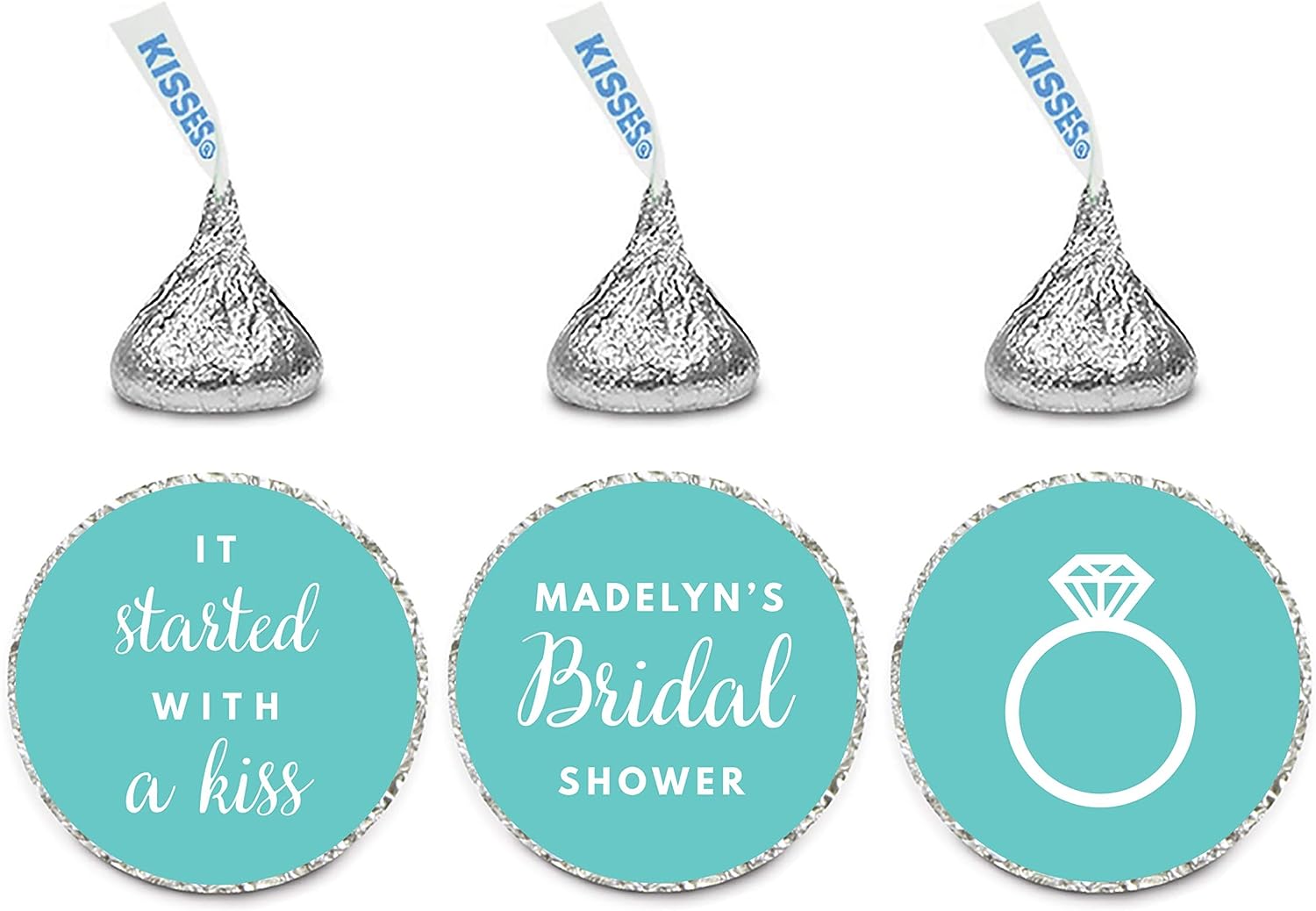 Personalized Wedding Ring Bridal Shower Hershey's Kisses Label Stickers-Set of 216-Andaz Press-