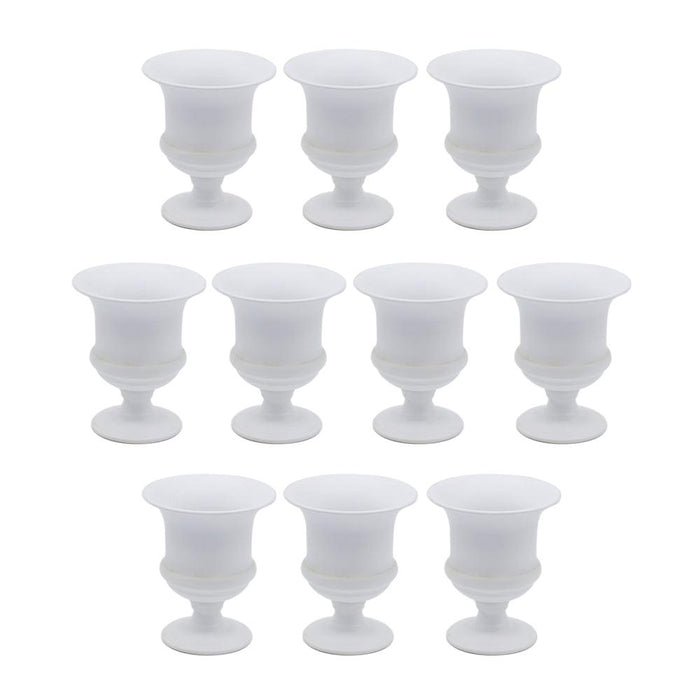 Petite Urn Metal Trumpet Vases-Set of 10-Koyal Wholesale-White-