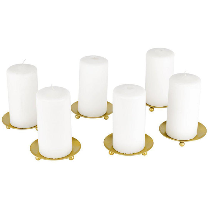 Pillar Candle Holders Iron Plate Set of 6-Set of 6-Koyal Wholesale-Gold-
