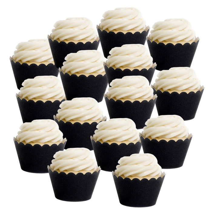 Platinum Glitter Cupcake Wrappers-Set of 50-Koyal Wholesale-Black-
