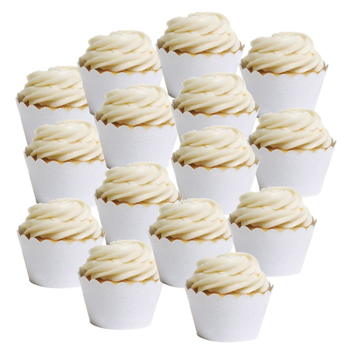 Platinum Glitter Cupcake Wrappers-Set of 50-Koyal Wholesale-White-