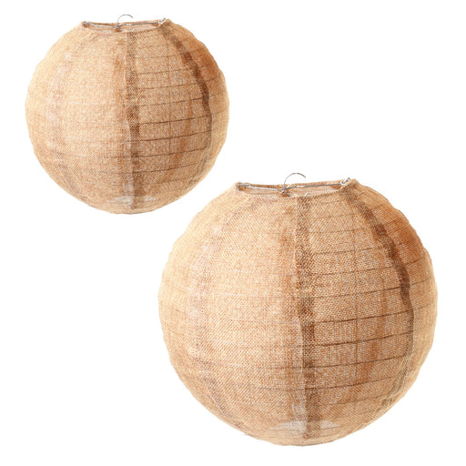 Real Burlap Hanging Lanterns-Set of 2-Andaz Press-Natural-