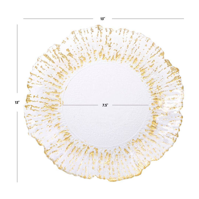 Reef Glass Charger Plates, Set of 4-Set of 4-Koyal Wholesale-Gold-