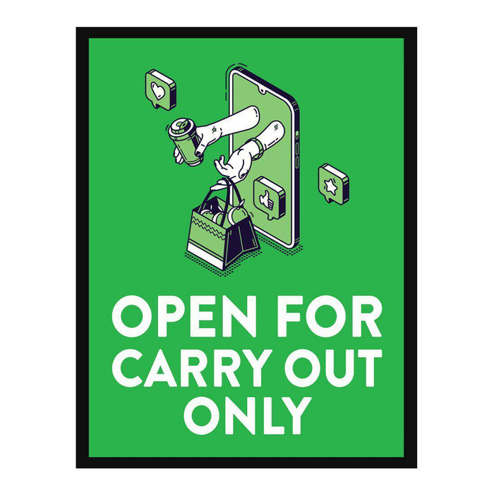 Restaurant Social Distancing Rectangle Curbside Signs-Set of 10-Andaz Press-Carry-Out-