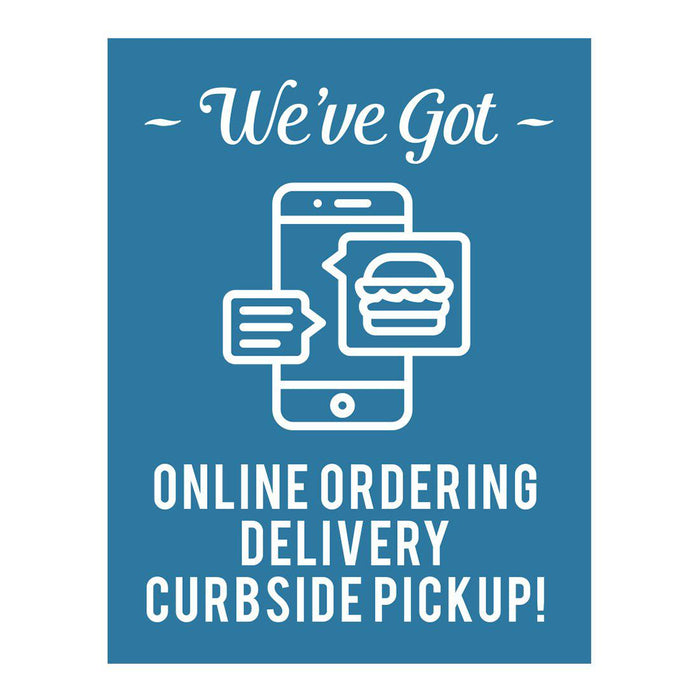 Restaurant Social Distancing Rectangle Curbside Signs-Set of 10-Andaz Press-Online Ordering & Curbside Pickup-