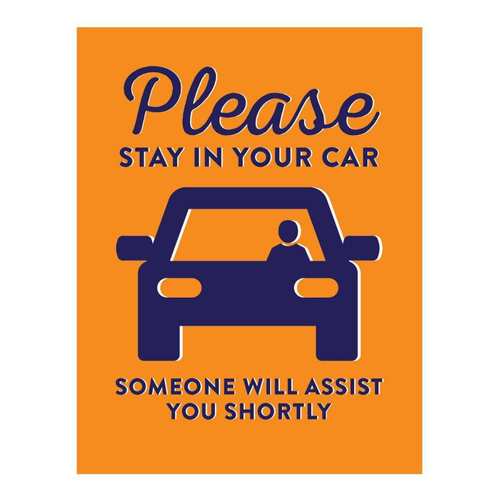 Restaurant Social Distancing Rectangle Curbside Signs-Set of 10-Andaz Press-Please Stay In Car-