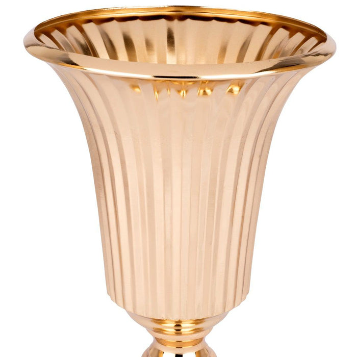 Ribbed Metal Compote Trumpet Vase, Set of 10-Set of 1-Koyal Wholesale-Copper-