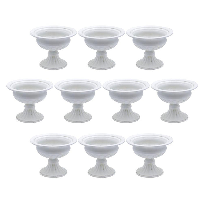 Ribbed Pedestal Decorative Bowl, Compote Centerpiece Vase-Set of 10-Koyal Wholesale-White-