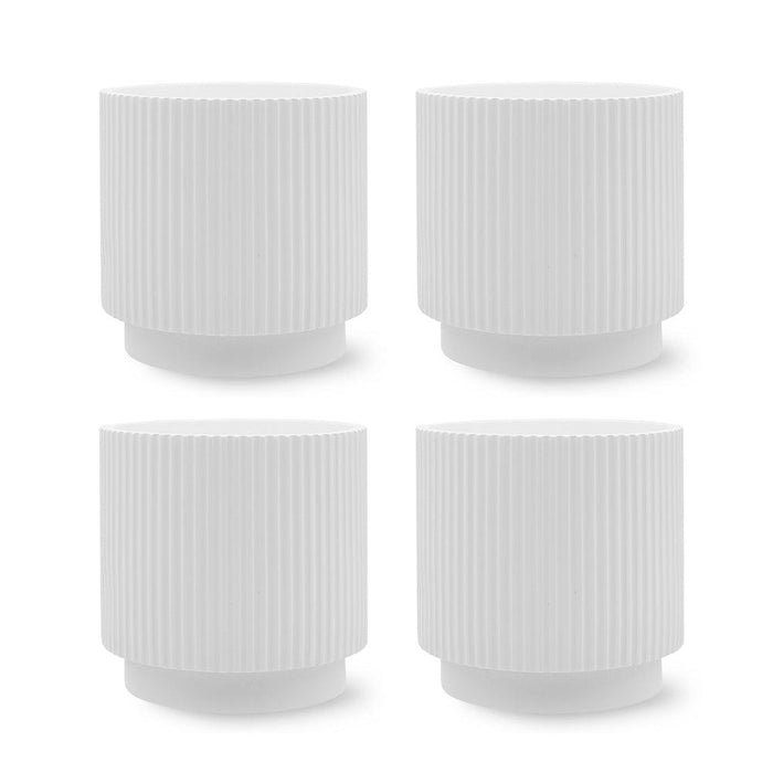 Ribbed Round Modern Vases, Set of 4-Set of 4-Koyal Wholesale-White-