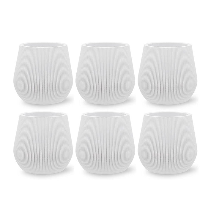 Ribbed Short Fluted Boho Vases, Set of 6-Set of 6-Koyal Wholesale-White-