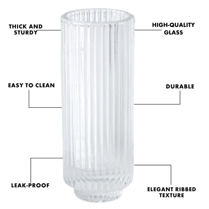 Ribbed Tall Glass Candle Holder 2.36" x 6.3" Clear Tall Votive Candle Holders-Set of 6-Koyal Wholesale-