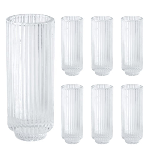 Ribbed Tall Glass Candle Holder 2.36" x 6.3" Clear Tall Votive Candle Holders-Set of 6-Koyal Wholesale-
