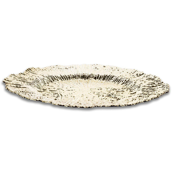 Set of 12 Acrylic Charger Plates Round Flora Bulk Pack-Koyal Wholesale-Metallic Silver-Set of 12-