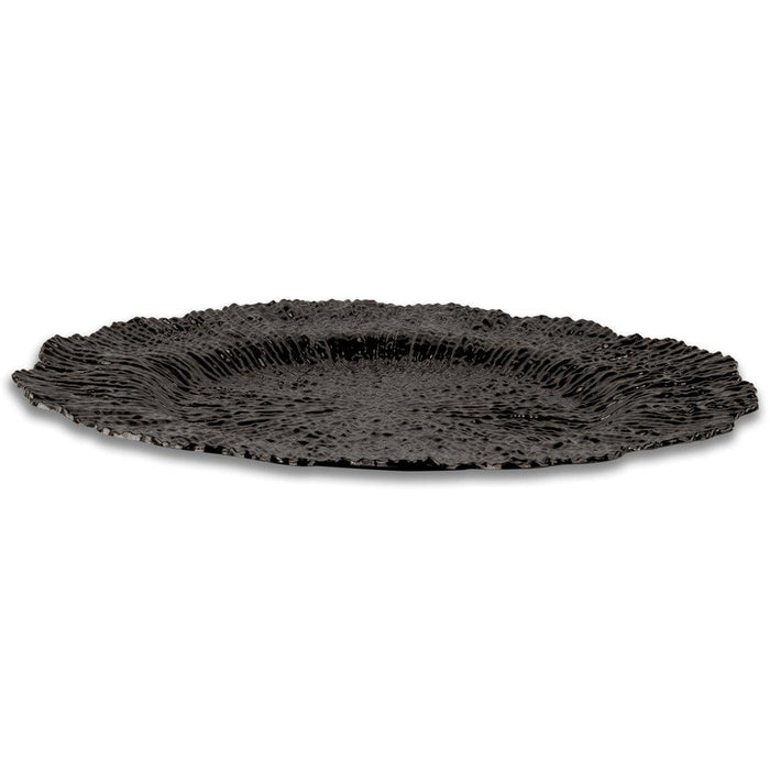 Set of 12 Acrylic Charger Plates Round Flora Bulk Pack-Koyal Wholesale-Metallic Silver-Set of 12-