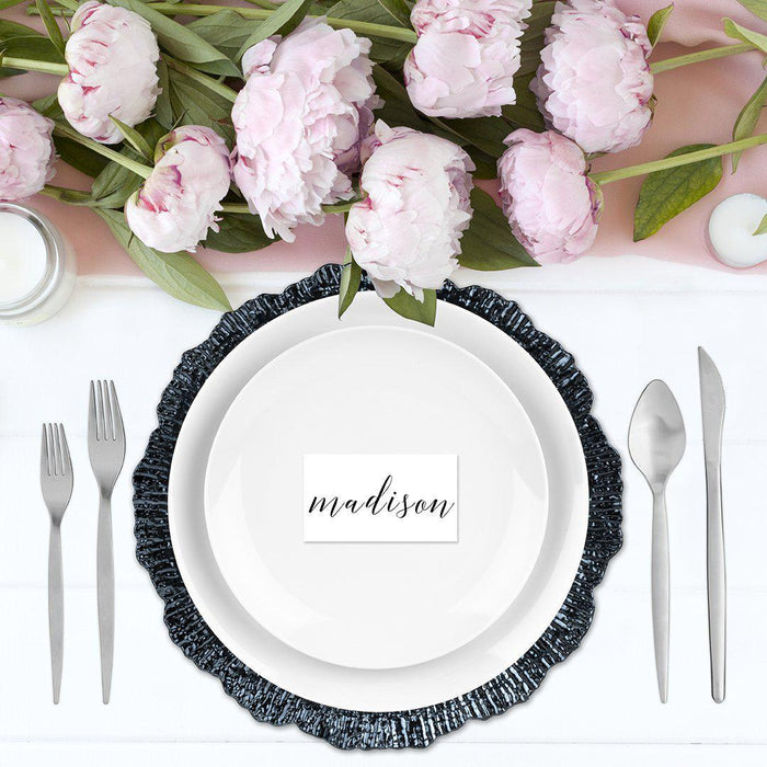 Set of 12 Acrylic Charger Plates Round Flora Bulk Pack-Koyal Wholesale-Metallic Silver-Set of 12-