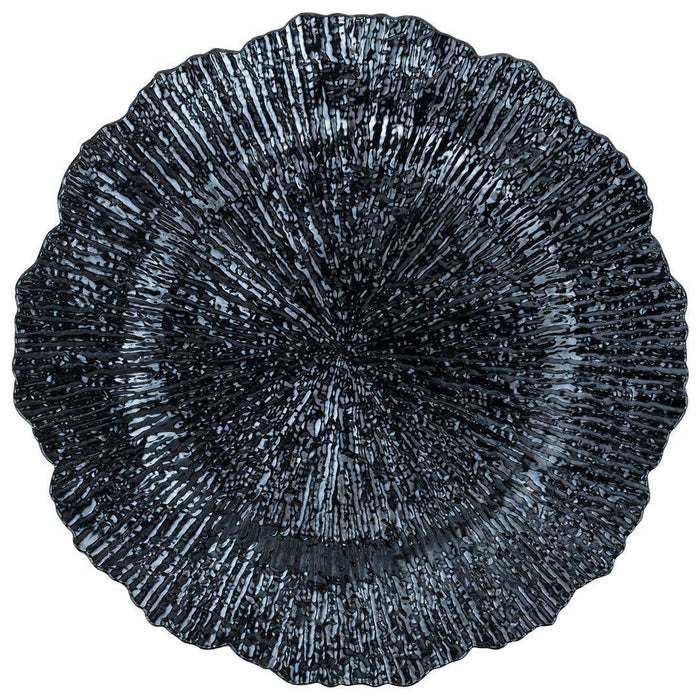 Set of 12 Acrylic Charger Plates Round Flora Bulk Pack-Koyal Wholesale-Metallic Silver-Set of 12-