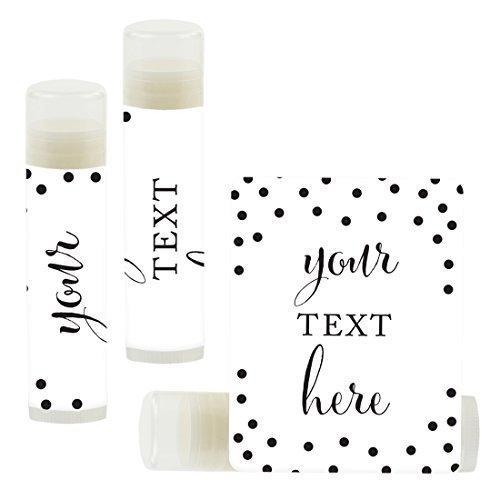 Set of 12 Personalized Lip Balm Party Favors, Your Text Here-Set of 12-Andaz Press-Black and White Modern-