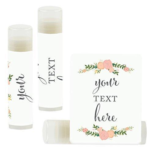 Set of 12 Personalized Lip Balm Party Favors, Your Text Here-Set of 12-Andaz Press-Classic Floral Roses-