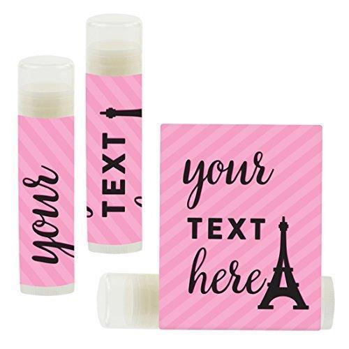 Set of 12 Personalized Lip Balm Party Favors, Your Text Here-Set of 12-Andaz Press-Paris Eiffel Tower-