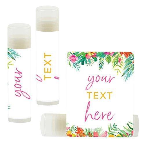 Set of 12 Personalized Lip Balm Party Favors, Your Text Here-Set of 12-Andaz Press-Tropical Floral Garden Party-