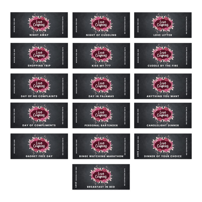 Set of 16 Couples Coupons-Set of 16-Andaz Press-Burgundy Roses Redeem For One-