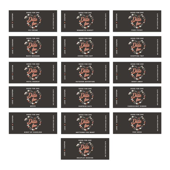 Set of 16 Couples Coupons-Set of 16-Andaz Press-Floral Love-