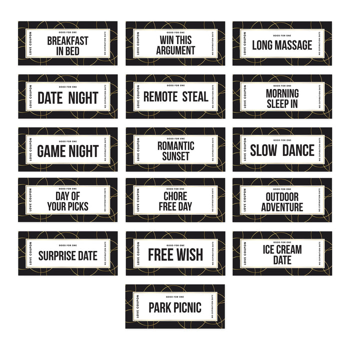 Set of 16 Couples Coupons-Set of 16-Andaz Press-Gold Swirls Love-