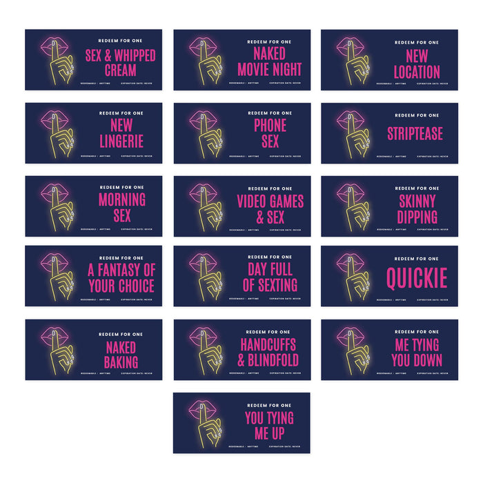 Set of 16 Couples Coupons-Set of 16-Andaz Press-Neon Lips Redeem For One-
